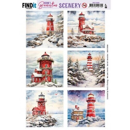 Push-Out Scenery - Berries Beauties - Snowy Lighthouse - Square