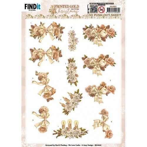 3D Push Out - Amy Design - Frosted Gold Christmas - Christmas Piece