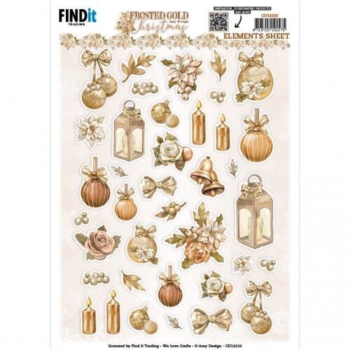 Cutting Sheets - Amy Design - Frosted Gold Christmas - Small Elements