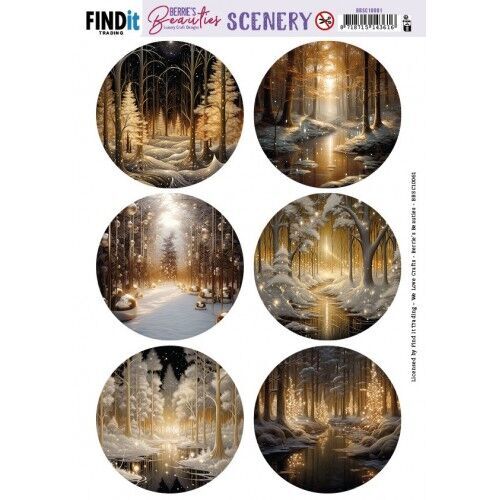 Scenery Push out - Berries Beauties - Frosted Gold Christmas 1 - Round