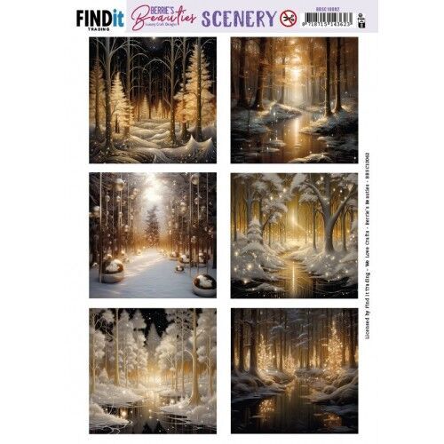 Scenery Push out - Berries Beauties - Frosted Gold Christmas 1 - Square