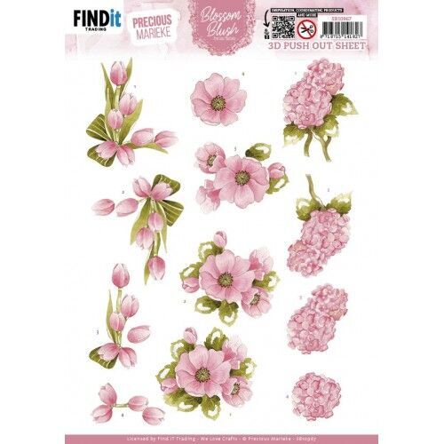 3D Push Out - Precious Marieke - Blossom Blush - Bright Pink
