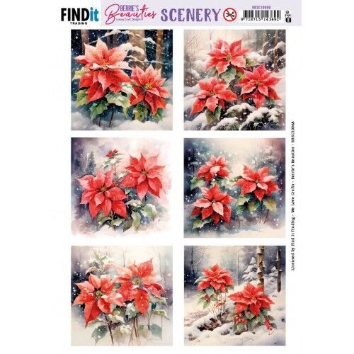 Scenery Push out - Berries Beauties - Poinsettia - Square