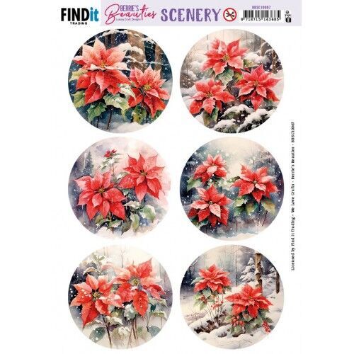 Scenery Push out - Berries Beauties - Poinsettia - Round