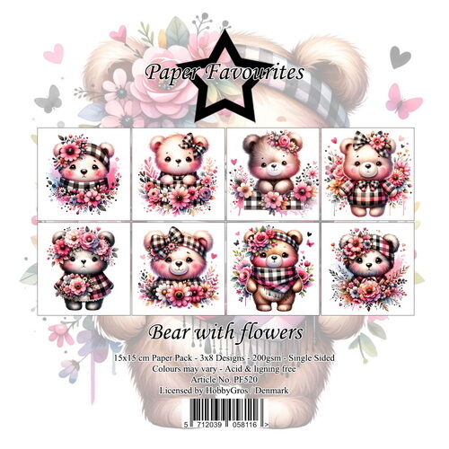 Paper Favourites 15x15 cm Bear with flowers