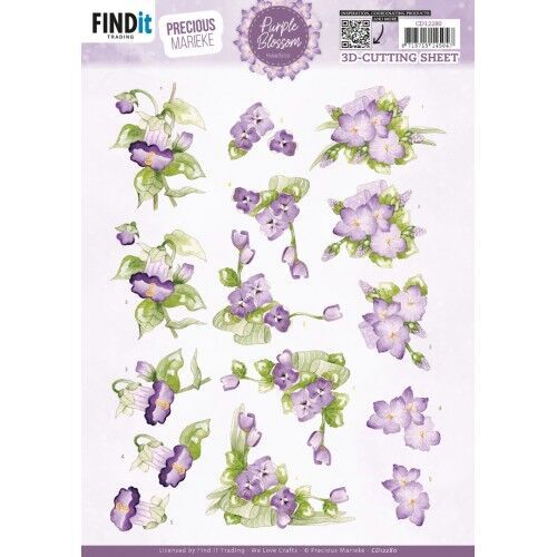 3D Cutting Sheet - Precious Marieke - Purple Blossom - Violet
