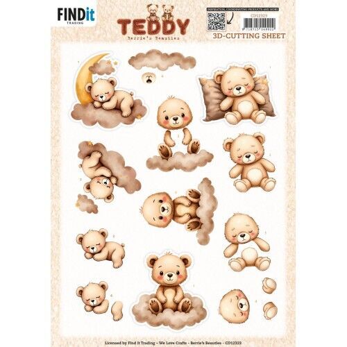 3D Cutting Sheet - Berries Beauties - Teddy - Clouds