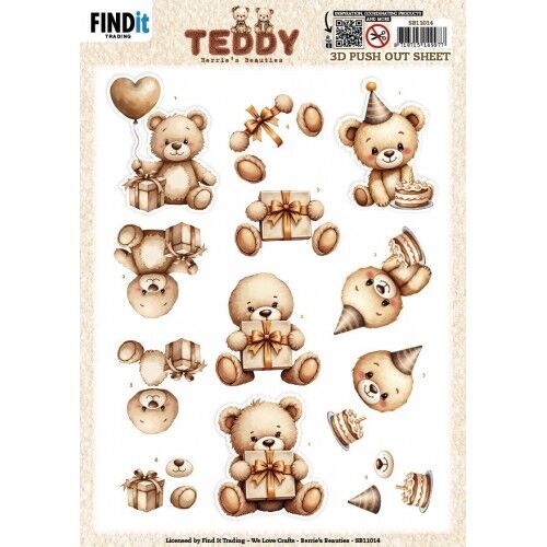 3D Push out Sheet - Berries Beauties - Teddy - Present