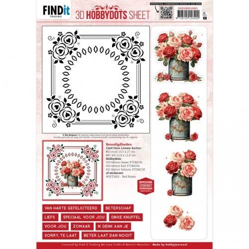 3D Hobbydots Sheet - Berries Beauties - Red Roses 1