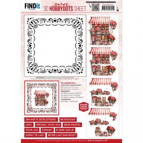 3D Hobbydots Sheet - Berries Beauties - Red Roses 2