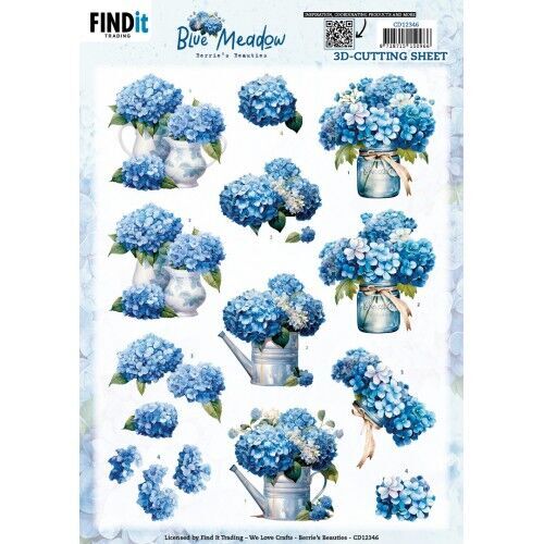 3D Cutting Sheet - Berries Beauties - Blue Meadow - Vase