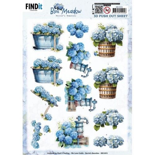 3D Pushout Sheet - Berries Beauties - Blue Meadow - Water Pump
