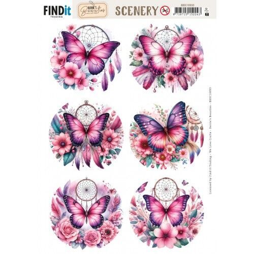 Scenery Push out - Berries Beauties - Pink Butterflies - Round