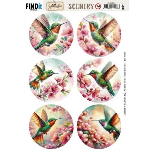 Scenery Push out - Berries Beauties - Lovely Hummingbirds - Round