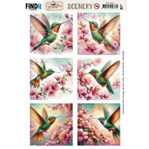 Scenery Push out - Berries Beauties - Lovely Hummingbirds - Square