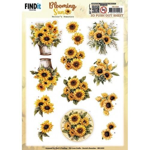3D Pushout Sheet - Berries Beauties - Blooming sun - Golden Glow