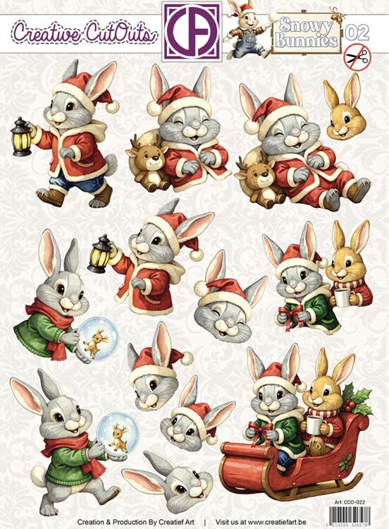 Snowy Bunnies Stansvel Bunny in rode slee