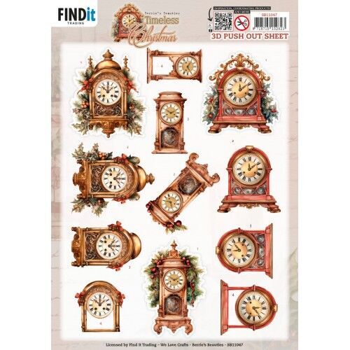 3D Pushout Sheet - Berries Beauties - Timeless Christmas - Timeless Clock