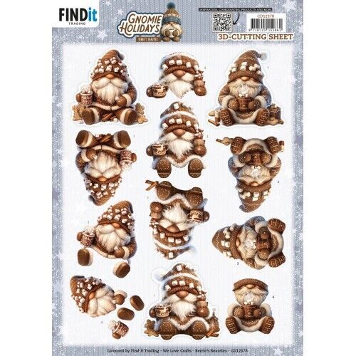 3D Cutting Sheet - Berries Beauties - Gnomie Holidays - Brown