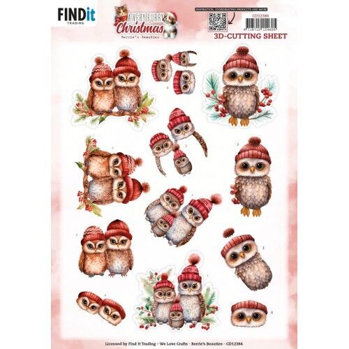 3D Cutting Sheet - Berries Beauties - A Very Furry Christmas - Owl