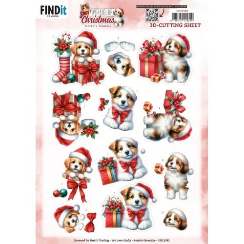 3D Cutting Sheet - Berries Beauties - A Very Furry Christmas - Puppy