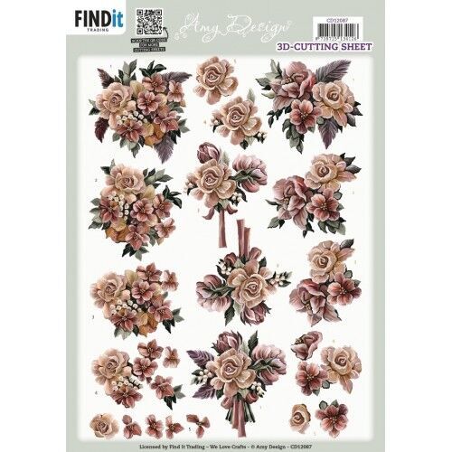 3D Cutting Sheet - Amy Design - Pink Roses