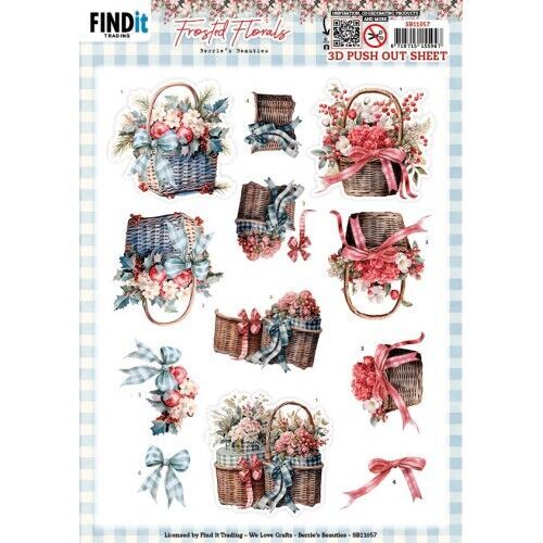3D Pushout Sheet - Berries Beauties - Frosted Florals - Basket