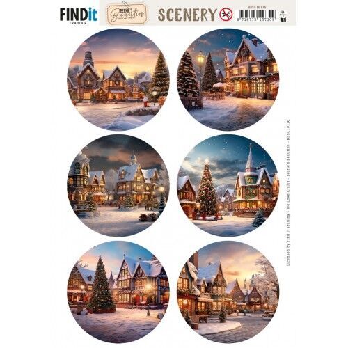 Scenery Push out - Berries Beauties - Christmas Village - Round