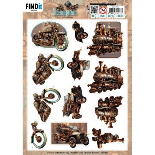 3D Pushout Sheet - Berries Beauties - Steampunk - Vehicles