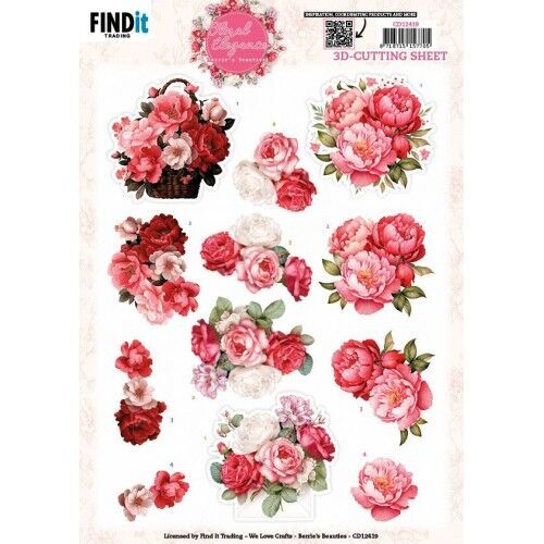 3D Cutting Sheet - Berries Beauties - Floral Elegance - Peony Delight