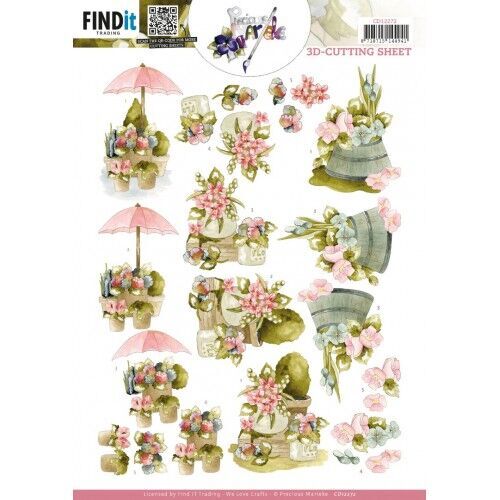 3D Cutting Sheet - Precious Marieke - Flowers in pot