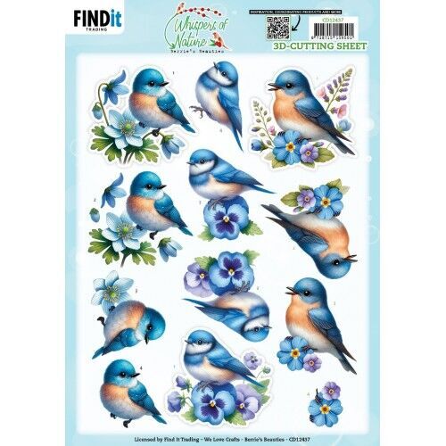 3D Cutting Sheet - Berries Beauties - Whispers of Nature - Blue