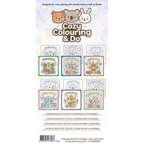 Findit Color - Cozy Colouring Cards Set - Spring Animals