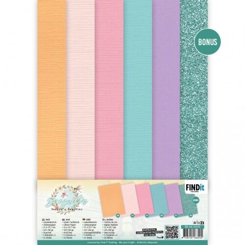 Linen Cardstock Pack - Berries Beauties - Dragonflies - A4