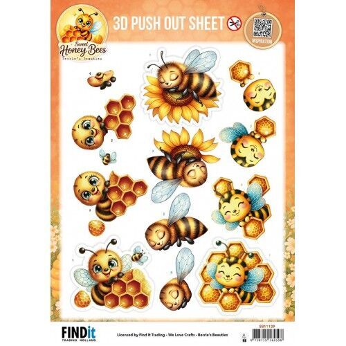 3D Pushout Sheet - Berries Beauties - Sweet Honey Bees - Golden Garden