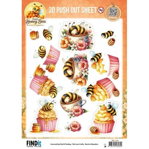 3D Pushout Sheet - Berries Beauties - Sweet Honey Bees - Honey Bee Delights