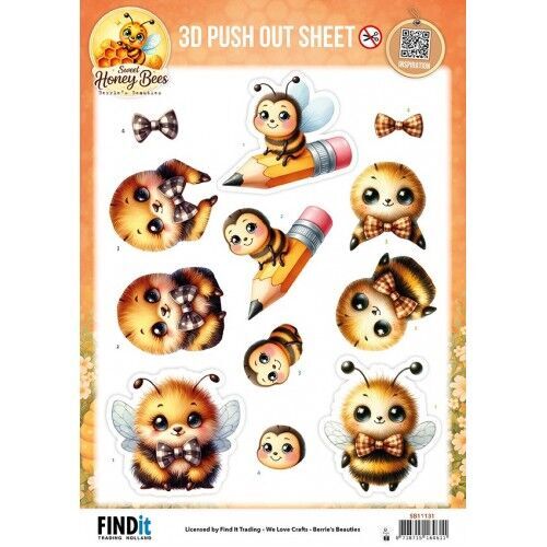 3D Pushout Sheet - Berries Beauties - Sweet Honey Bees - Little Buzzers