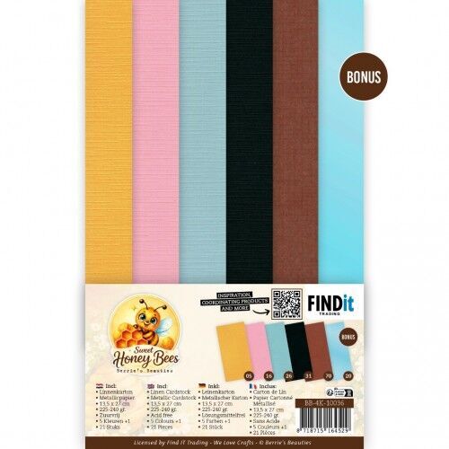 Linen Cardstock Pack - Berries Beauties - Sweet Honey Bees - 4K