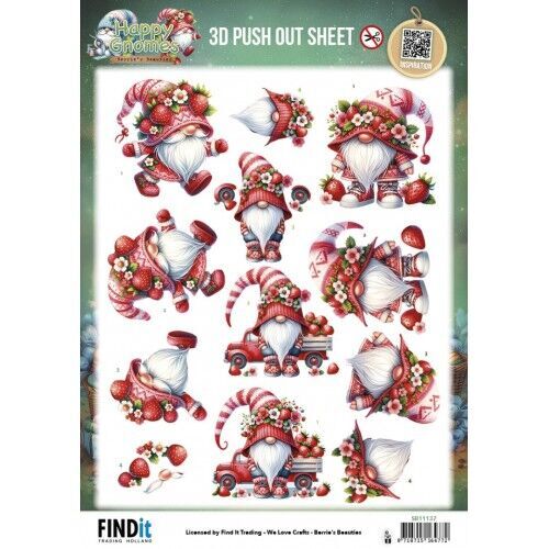 3D Pushout Sheet - Berries Beauties - Happy Gnomes - Berry Cute