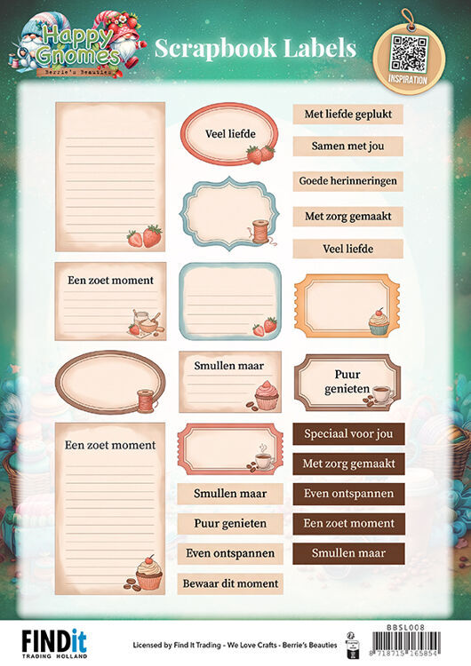 Berrie's Beauties Scrapbook Labels - Happy Gnomes - NL