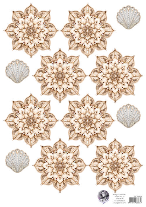 Fairybells combi knipvel voor pop-up en decoupage - schelpenbloemen beige A