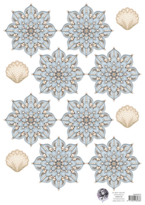 Fairybells combi knipvel voor pop-up en decoupage - schelpenbloemen blauw A