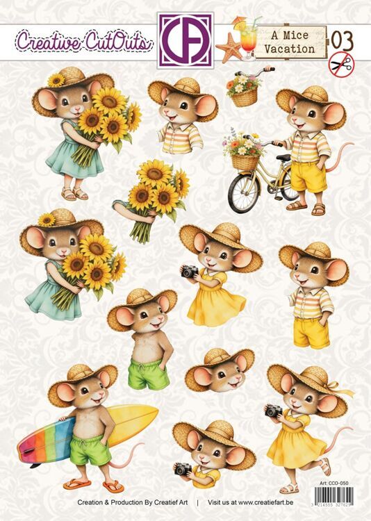 3D Doordrukvel - A Mice Vacation 03 Zonnebloemen