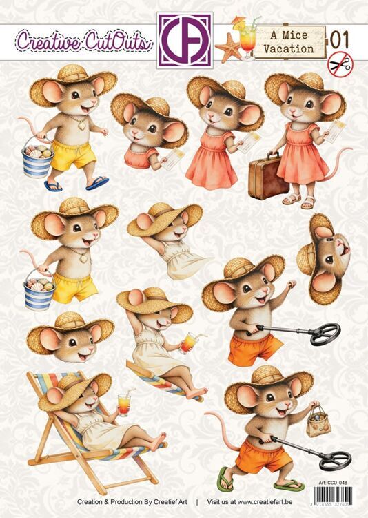 3D Doordrukvel - A Mice Vacation 01 Strandbed