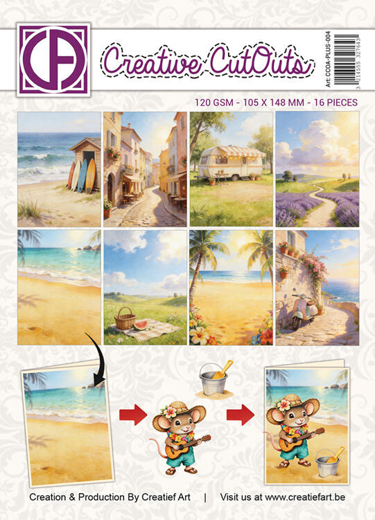 16x A6 Collagepapier - A Mice Vacation - 8 designs x 2st