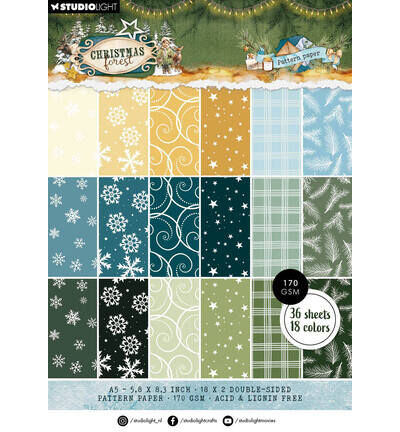 StudioLight Patroonpapierblok – Pattern Christmas Forest nr. 477