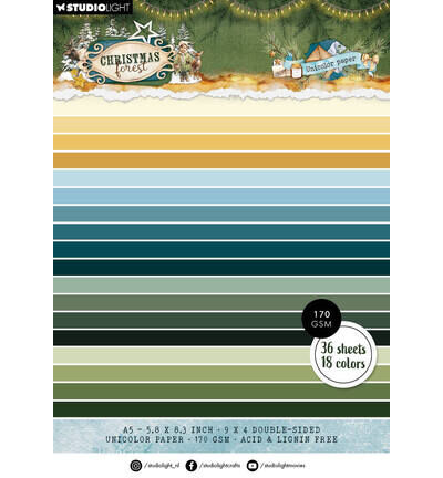 StudioLight Eenkleurig Papierblok – Unicolor Christmas Forest nr. 478