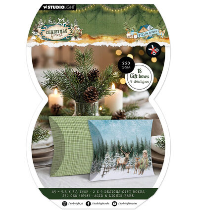 StudioLight Cadeaudoos Papierblok – Pillowbox Christmas Forest nr. 480