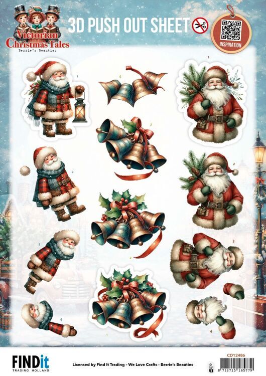 3D Pushout Sheet - Berries Beauties - Victorian Christmas Tales - Timeless Christmas Bells