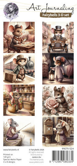 # Fairybells 3-D setje Vintage muizen 2 # uitlevering start 9 juli #